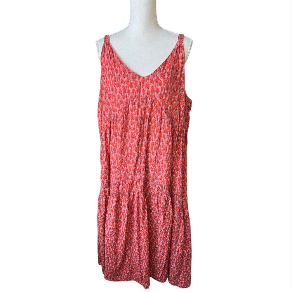 Joie Bondi Tiered Sundress Maxi Midi Dress red cheetah print 100% cotton - Picture 3 of 10